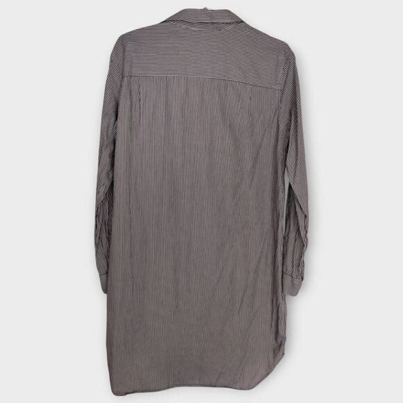 HOPE Womens Unravel Dress Sz 8 Navy Stripes‎ Button Front Collar Academia Casual - Picture 2 of 11